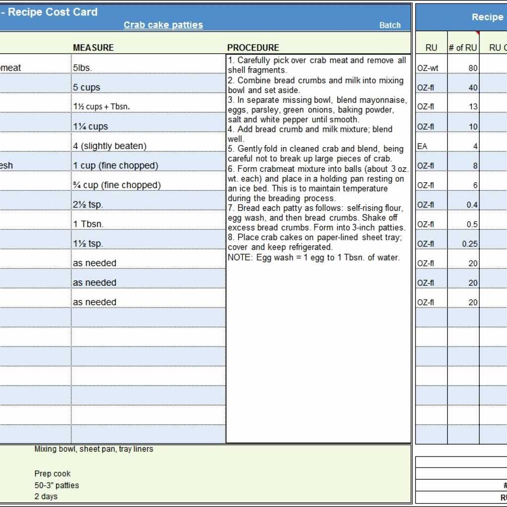 Recipe Cost T Then Menu Template Amp & Spreadsheet Free Within Restaurant Recipe Card Template