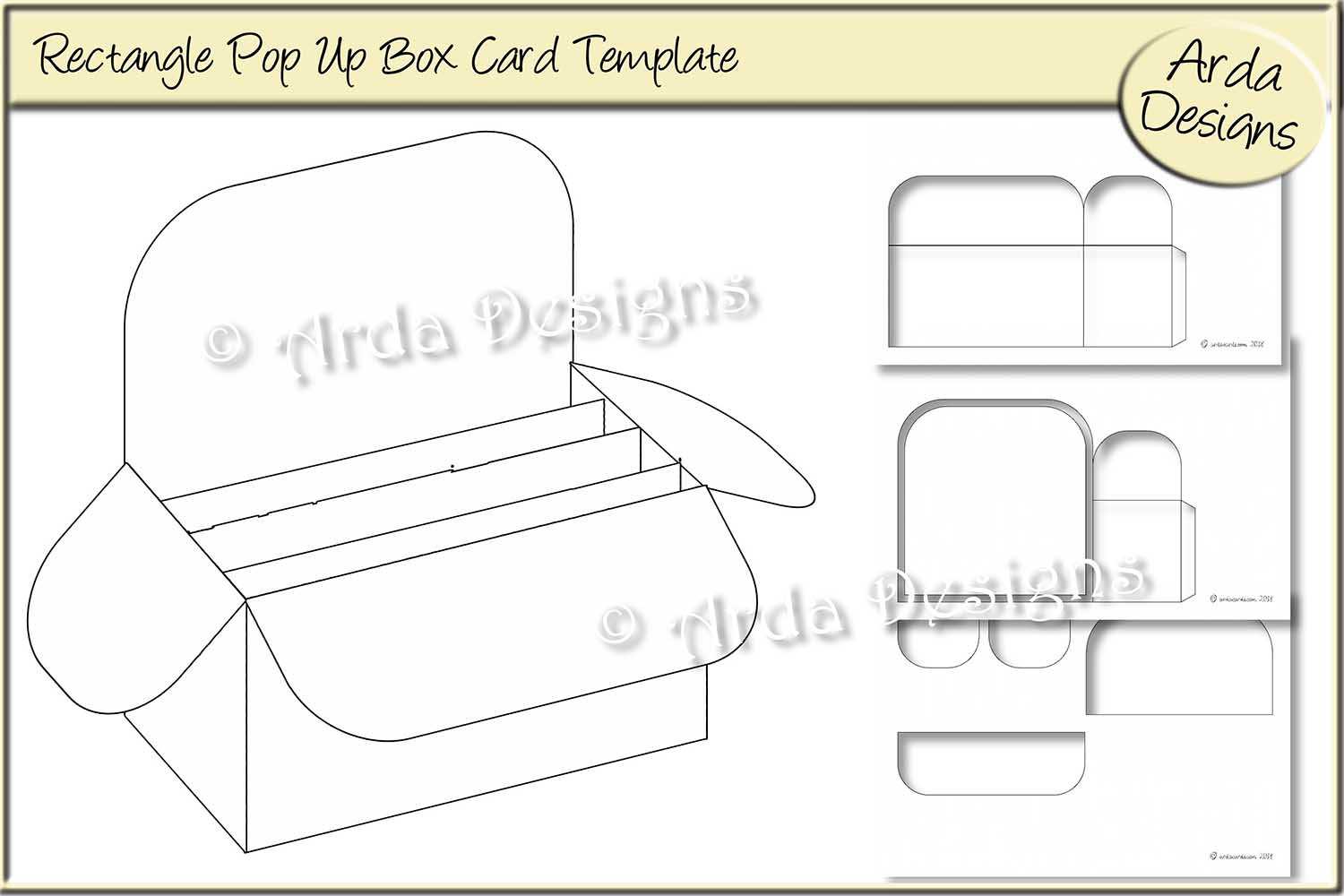 Rectangle Pop Up Box Card Cu Template Throughout Pop Up Box Card Template