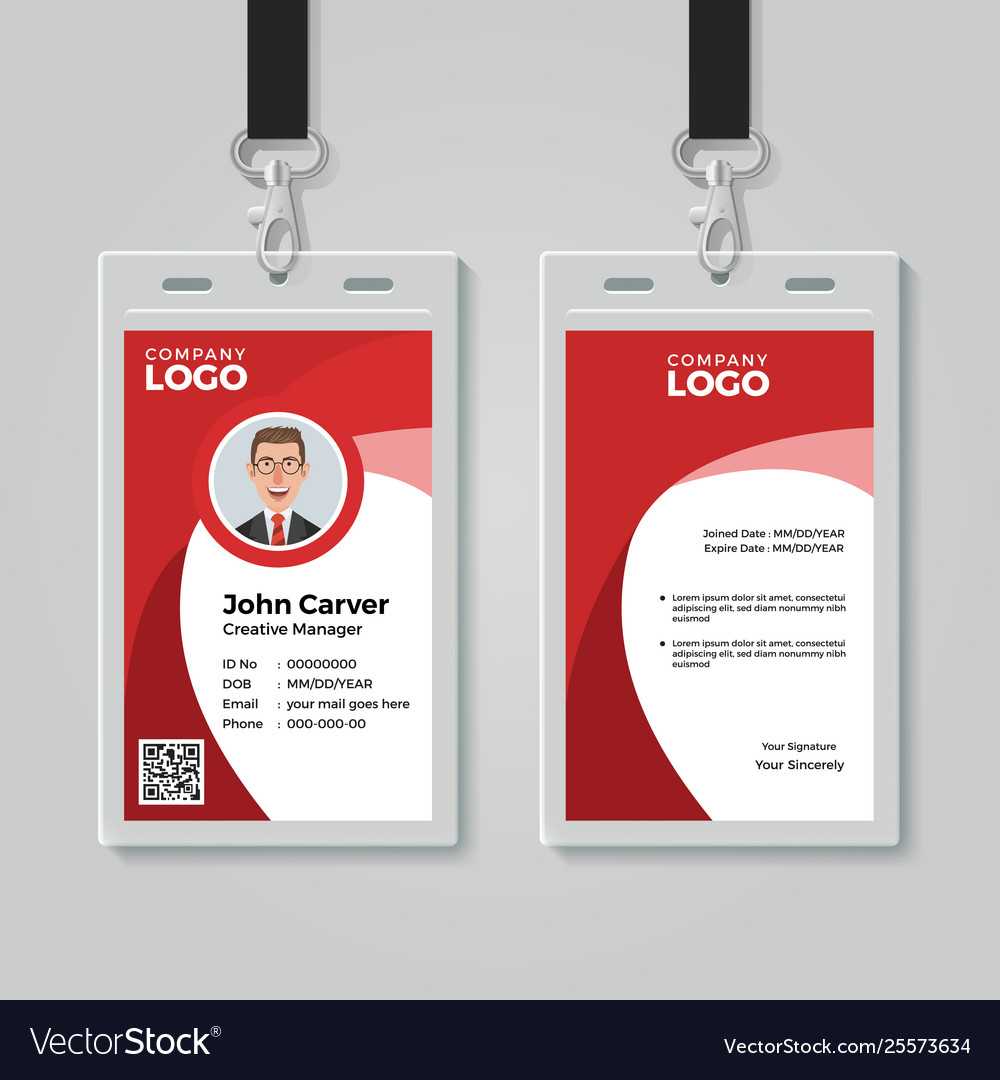 Red Corporate Id Card Template Within Work Id Card Template