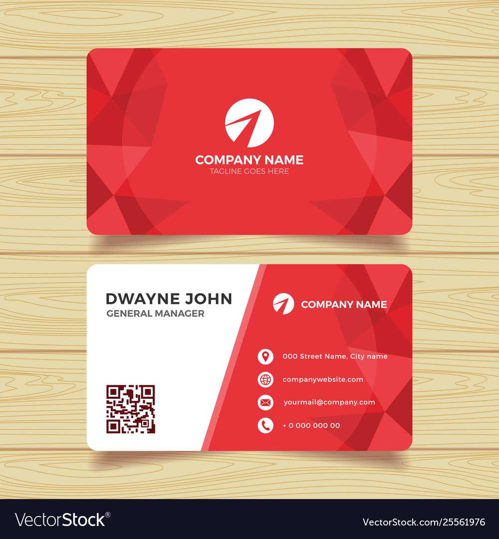 Red Geometric Business Card Template In Template For Calling Card