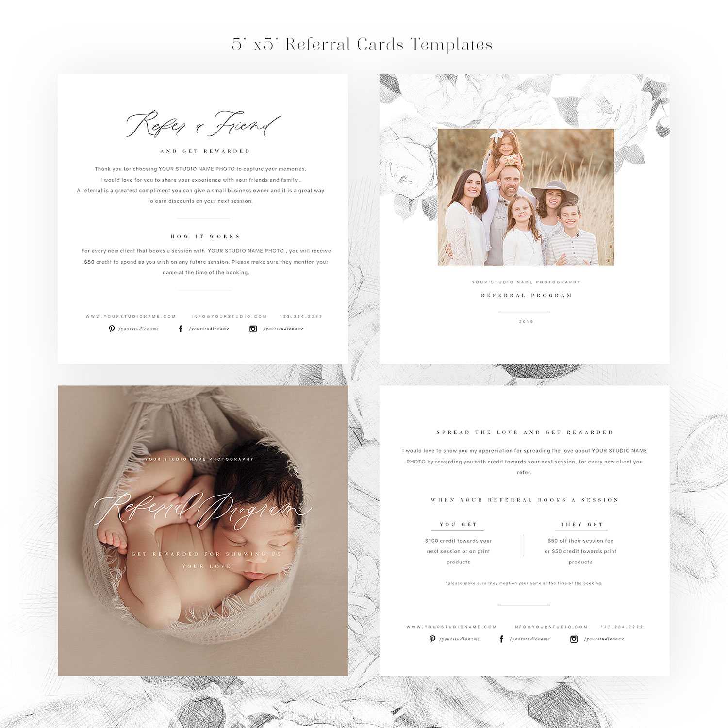 Referral Love 5×5 Card Templates With Photography Referral Card Templates