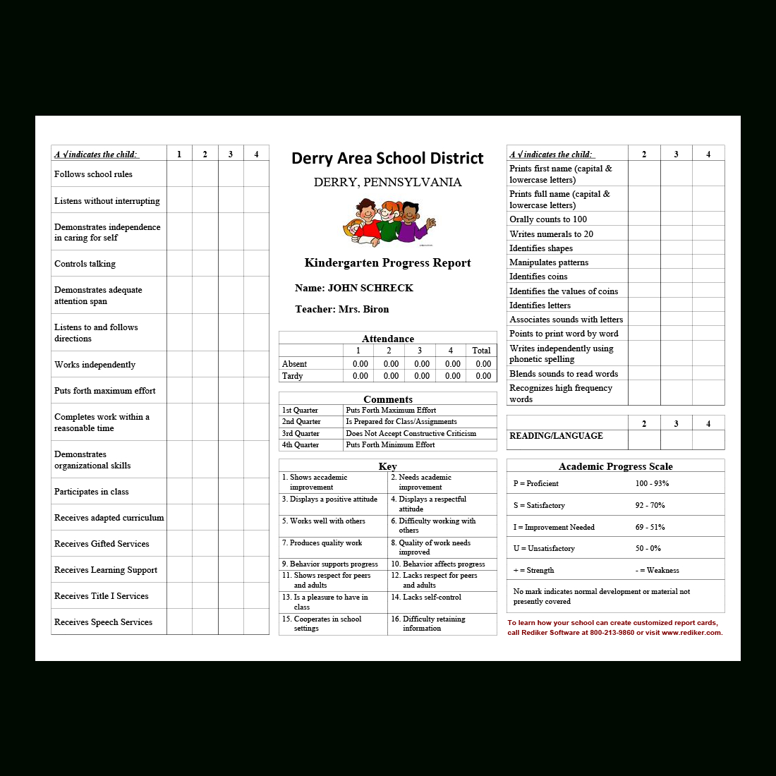Report Card Software – Grade Management | Rediker Software Intended For Fake College Report Card Template