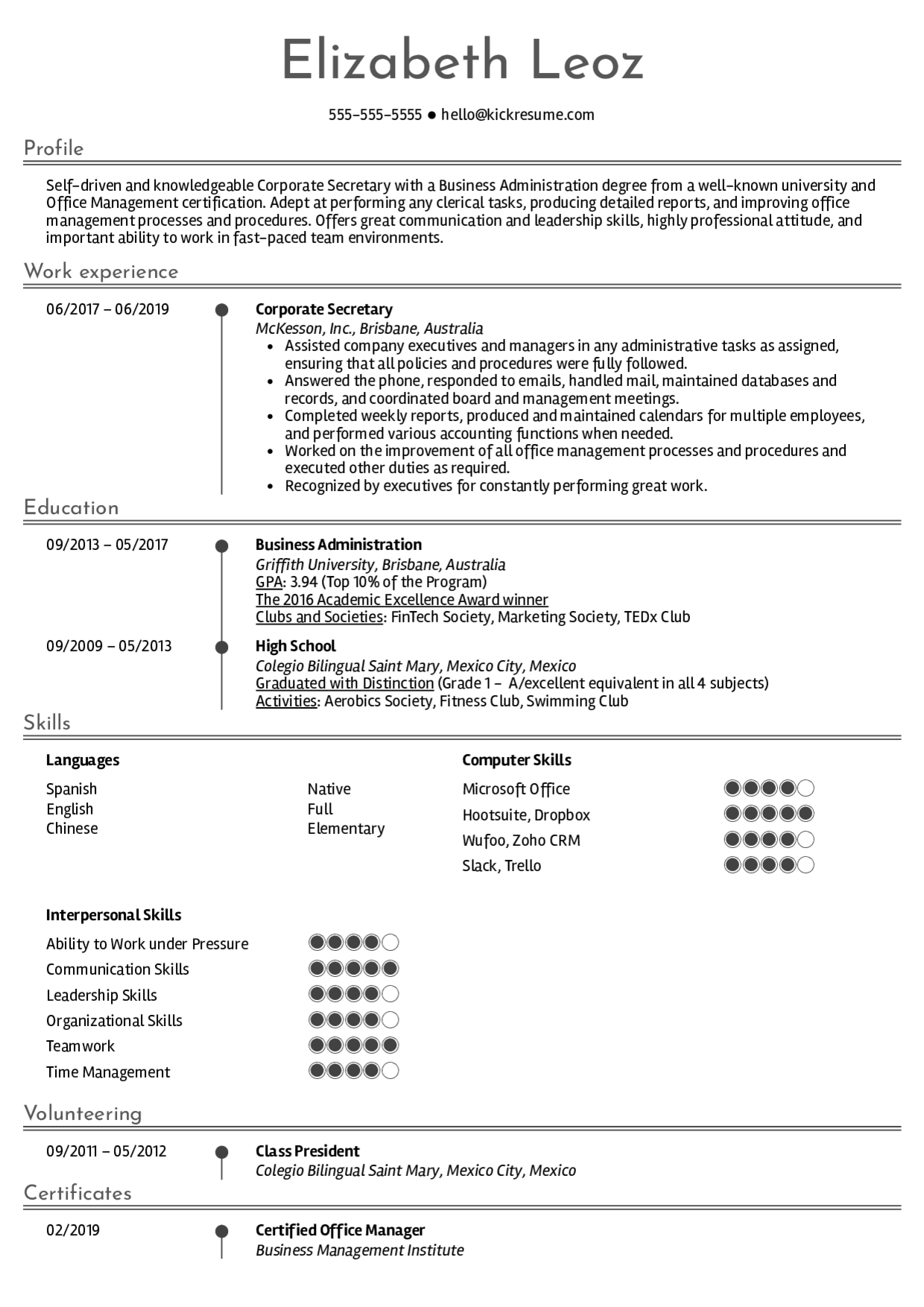 Resume Examplesreal People: Corporate Secretary Resume Regarding Corporate Secretary Certificate Template