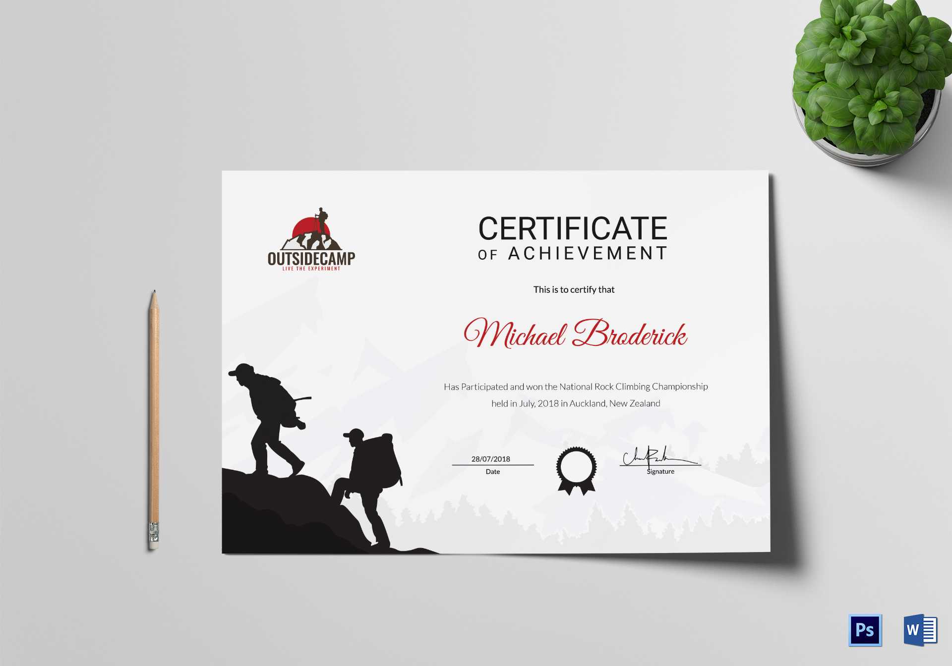 Rock Climbing Participation Certificate Template With Walking Certificate Templates