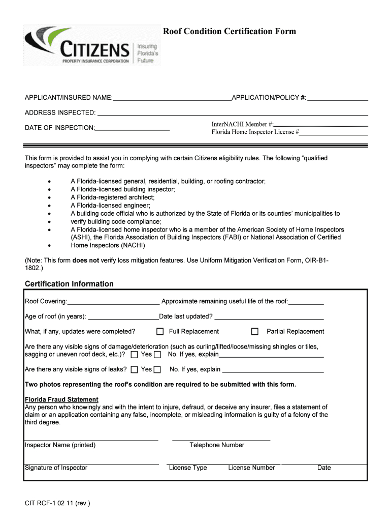 Roof Certification Form – Fill Out And Sign Printable Pdf Template | Signnow With Regard To Roof Certification Template