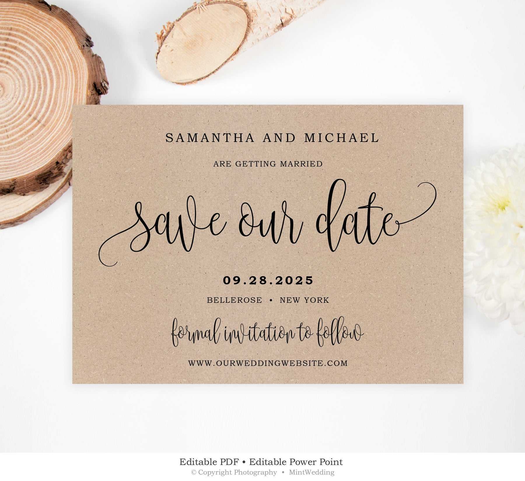 Rustic Save Our Date Card, Printable Wedding Save The Date, Kraft Save The  Date Template, Custom Save The Date Card, Instant Download Sd6 Throughout Save The Date Powerpoint Template