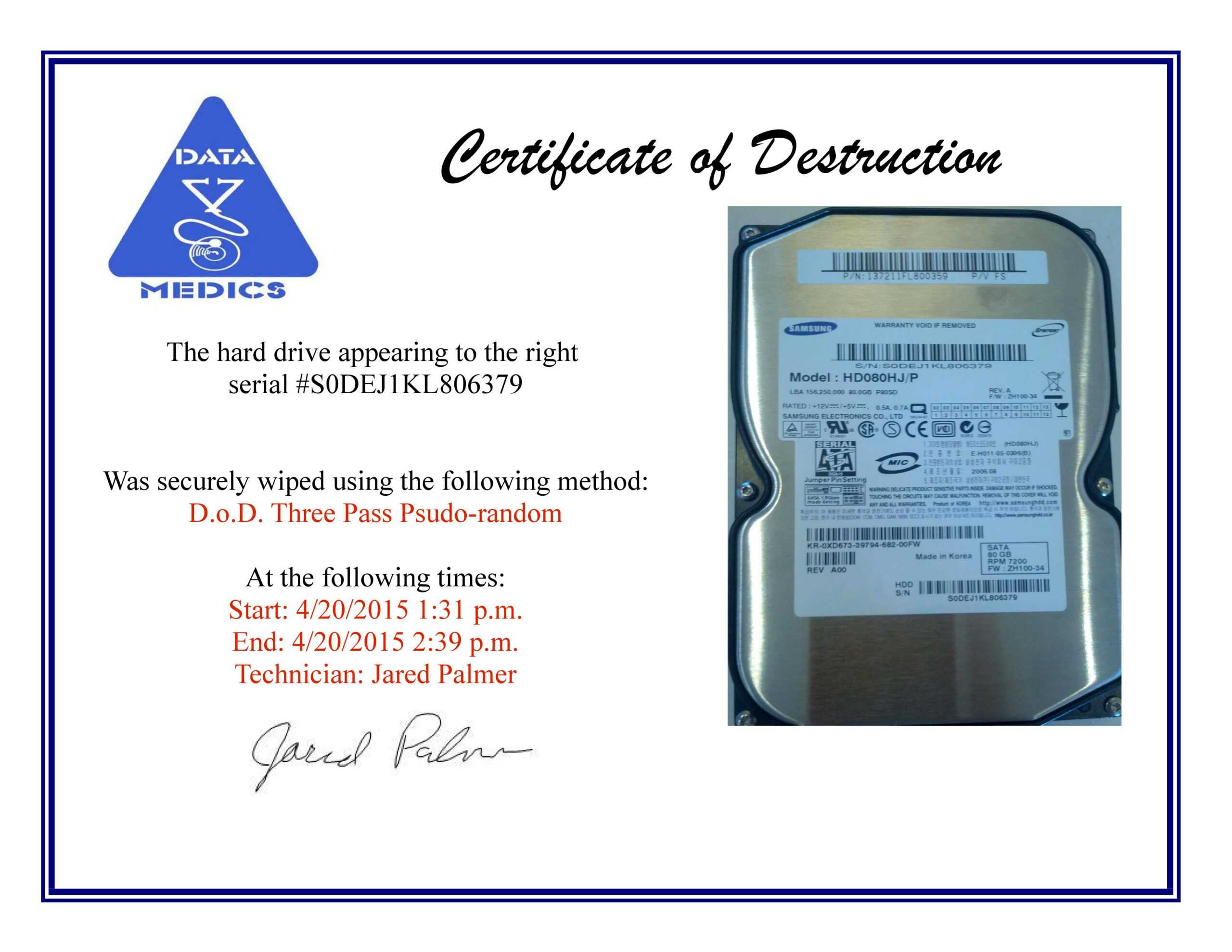 Sample Certificate Of Destruction Form Choice Image In Hard Drive Destruction Certificate Template