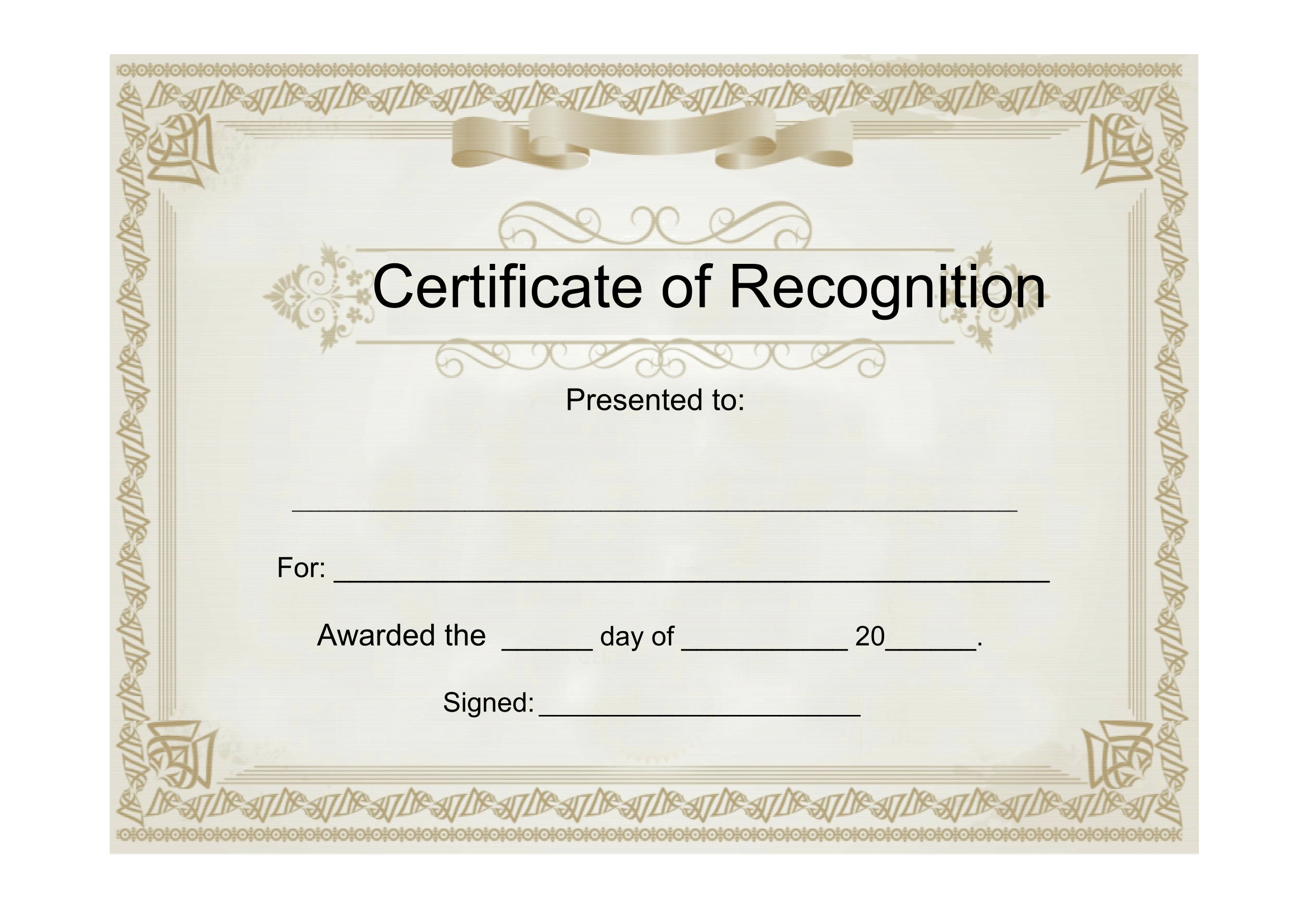 Sample Certificate Of Recognition - Free Download Template Throughout Free Template For Certificate Of Recognition