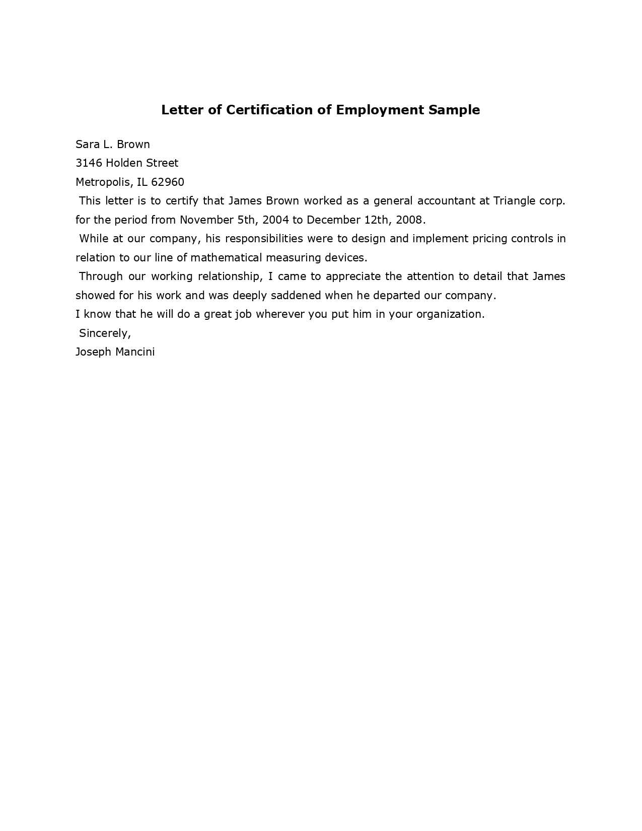 Sample Employment Certificate From Employer – Google Docs Throughout Employee Certificate Of Service Template