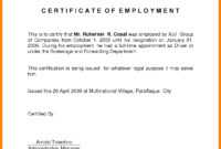 Sample For Certificate Of Employment - Calep.midnightpig.co for Employee Certificate Of Service Template