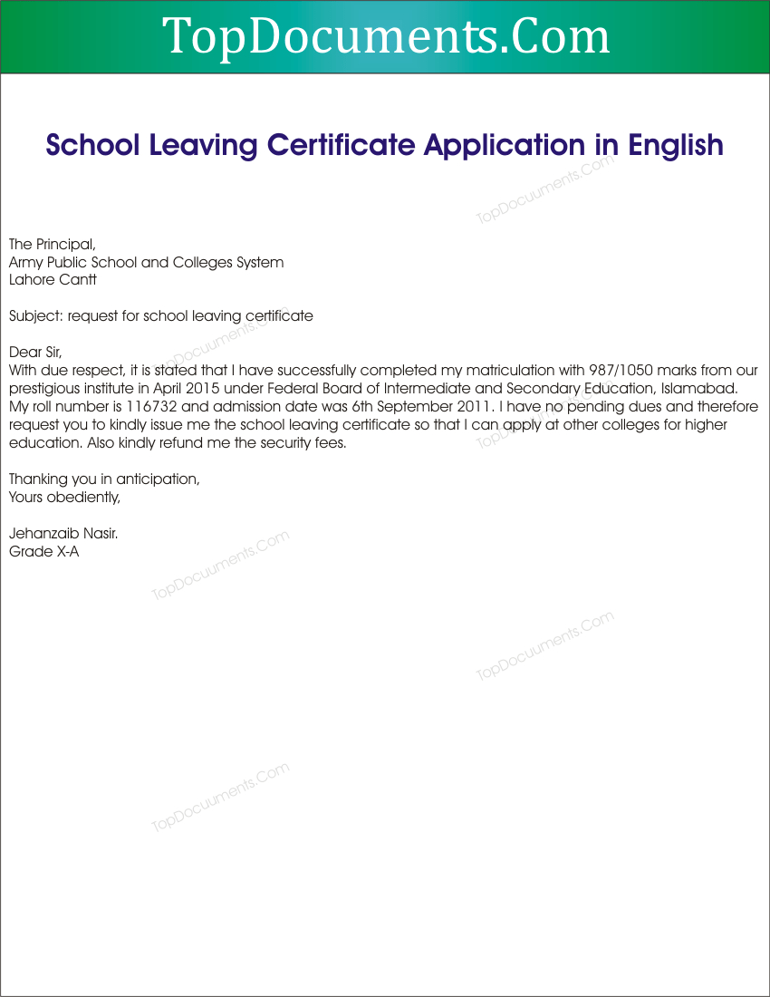 Sample For School Leaving Certificate Image Collections Within Leaving Certificate Template