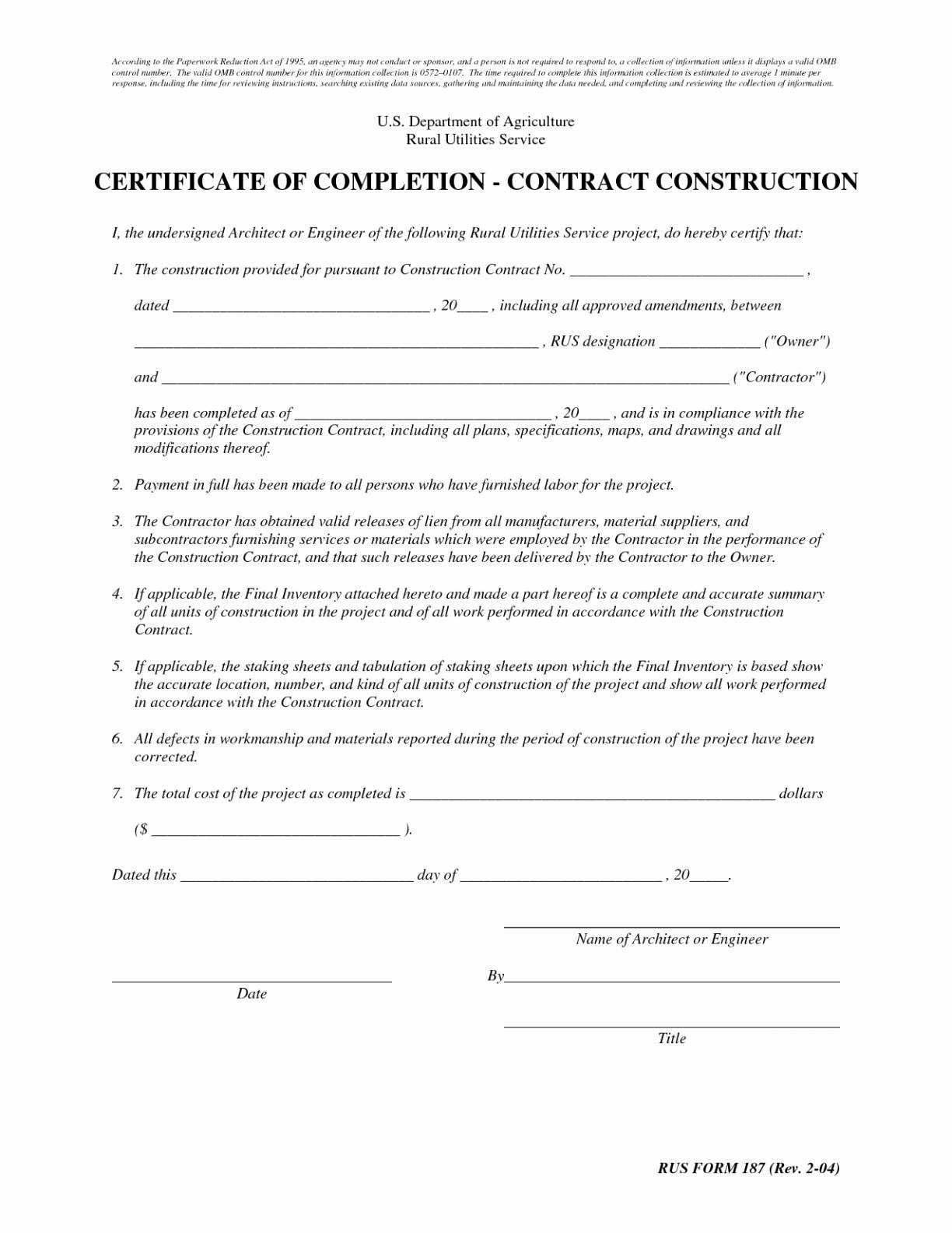 Sample Of Certificate Of Completion Of Construction Project With Regard To Construction Payment Certificate Template