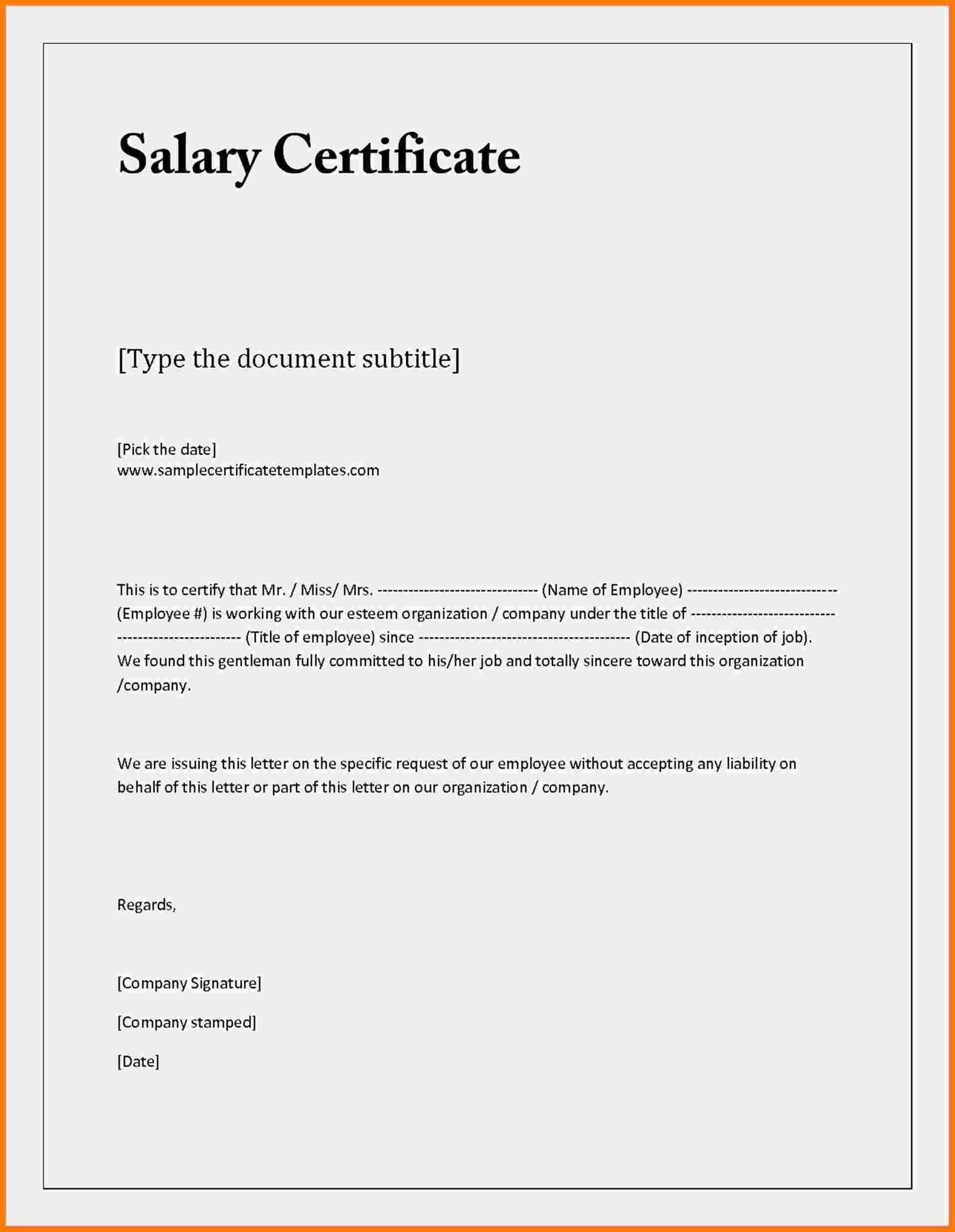 Sample Of Certificate Of Employment With Compensation Intended For Template Of Certificate Of Employment