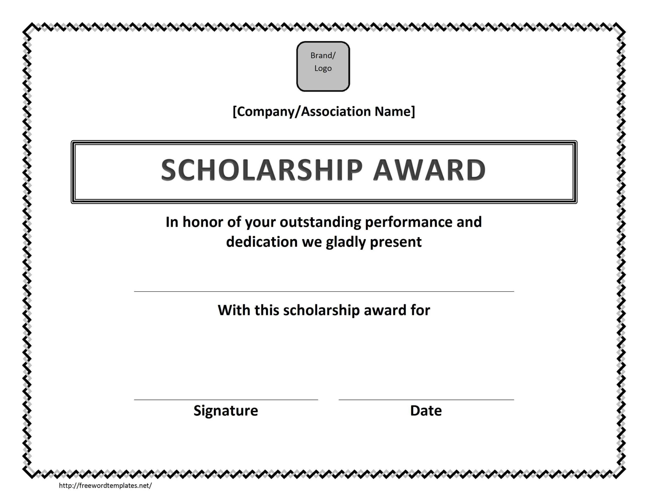 Scholarship Award Certificate Template Inside Blank Award Certificate Templates Word