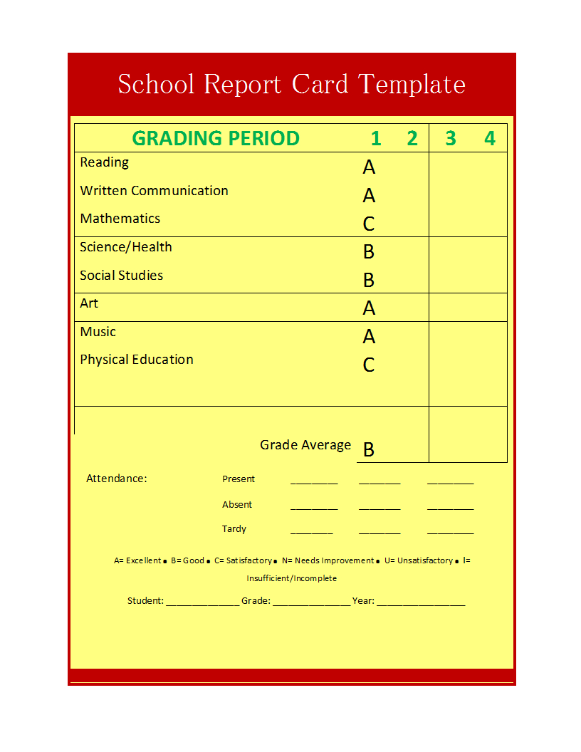 School Report Template With Result Card Template