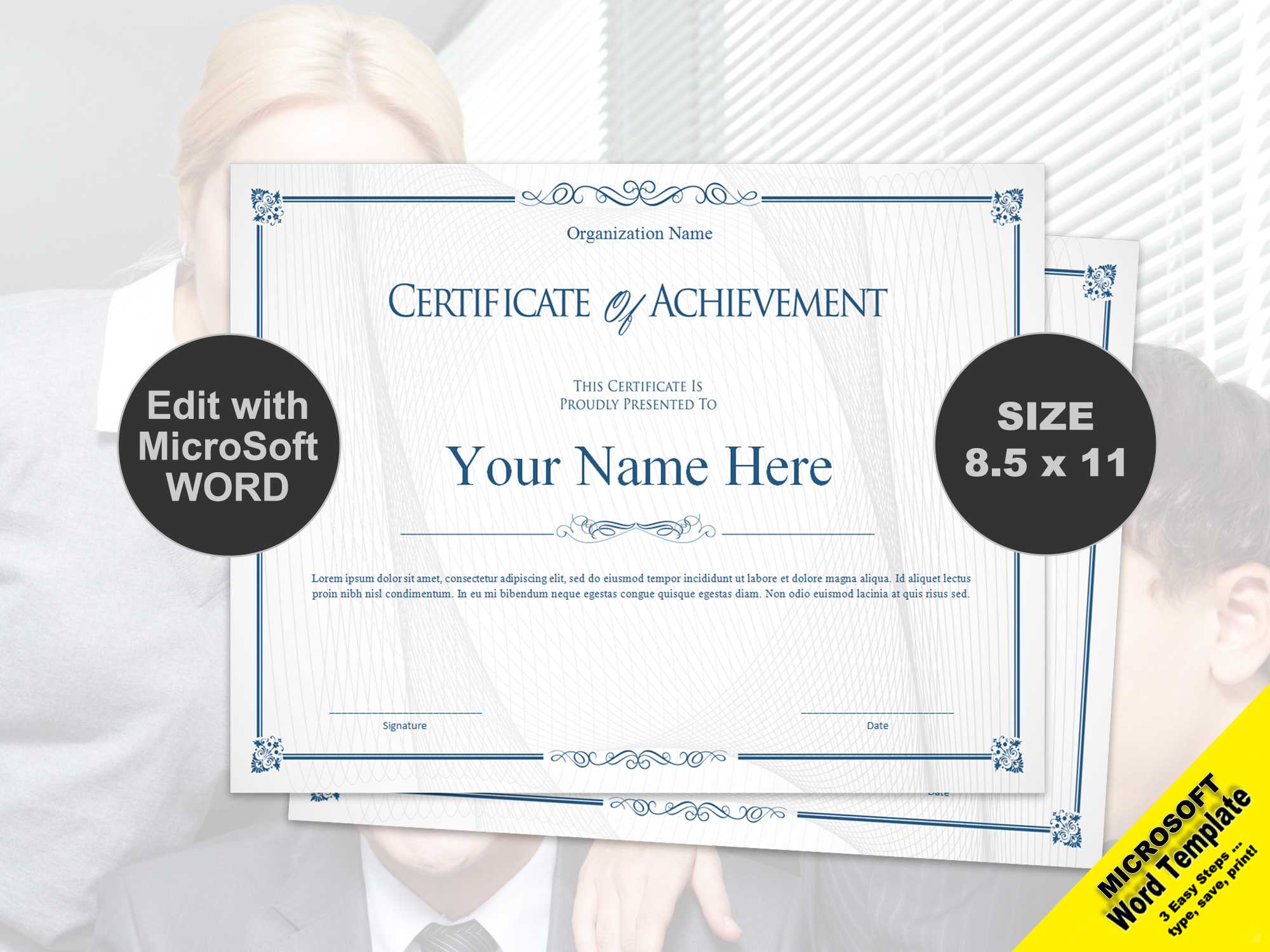 Scroll Certificate Of Achievement Template Digital Download With Certificate Of Achievement Template Word