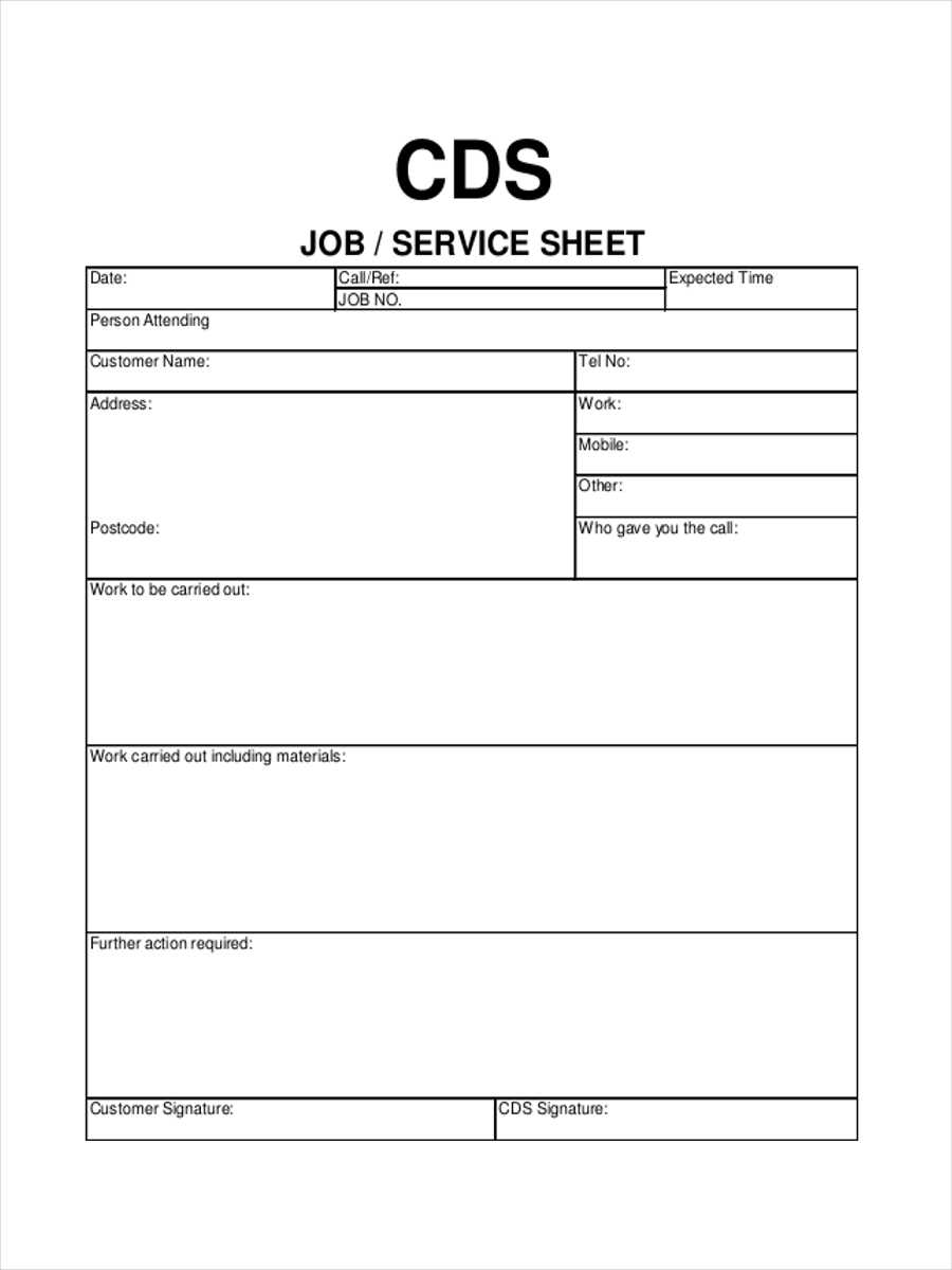 Service Job Sheet Template - Dalep.midnightpig.co Regarding Service Job Card Template