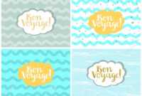 Set Of Four Cards, Vector Templates. Bon Voyage. within Bon Voyage Card Template