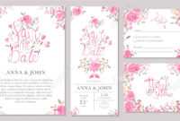 Set Of Wedding Invitation Card Templates With Watercolor Rose.. regarding Sample Wedding Invitation Cards Templates