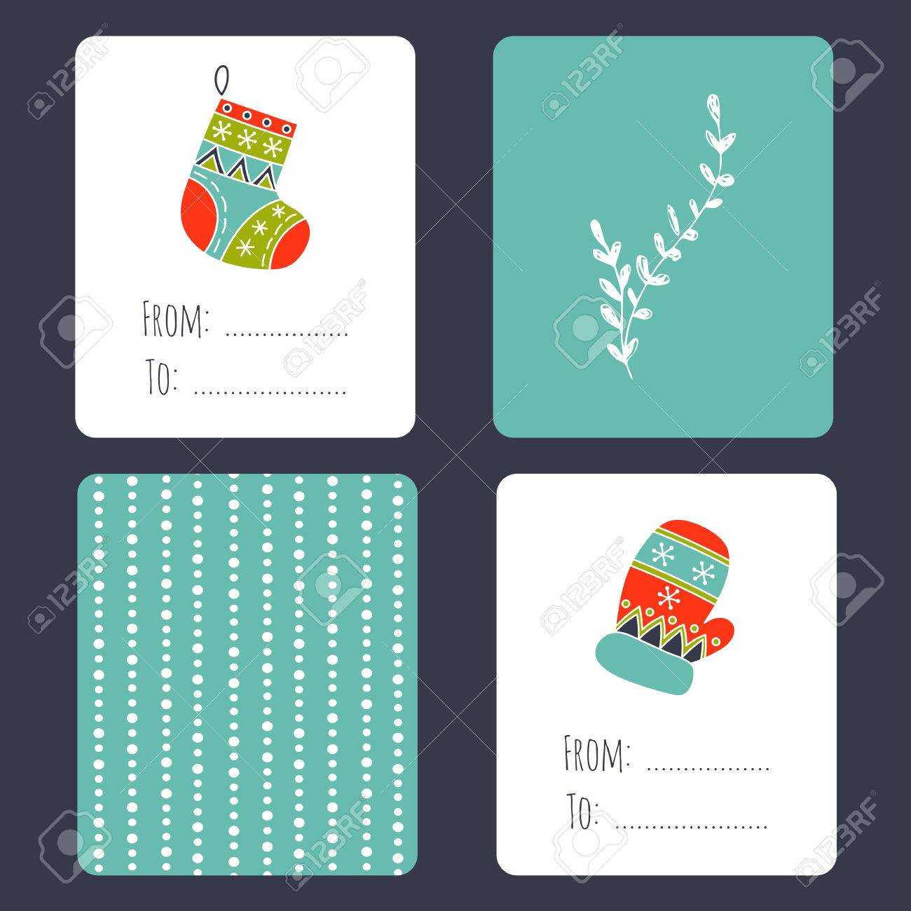 Set Of Winter Small Card Templates. Collection For Christmas.. For Small Greeting Card Template