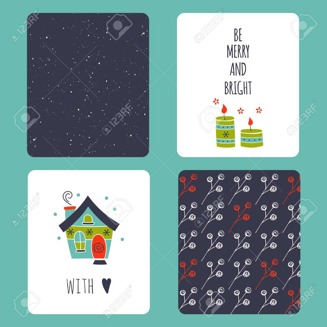 Set Of Winter Small Card Templates. Collection For Christmas.. Intended For Small Greeting Card Template