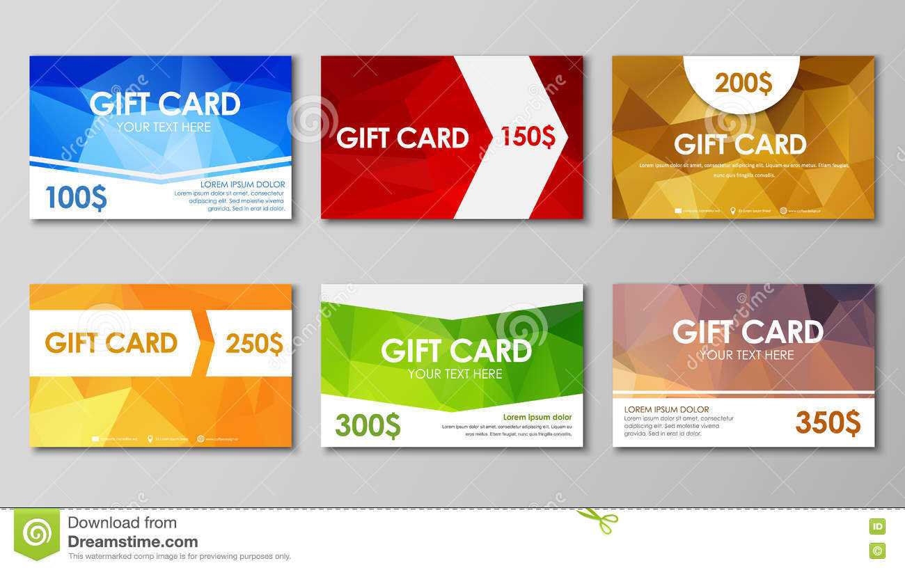 Set Polygonal Gift Cards Stock Vector. Illustration Of In Advertising Cards Templates