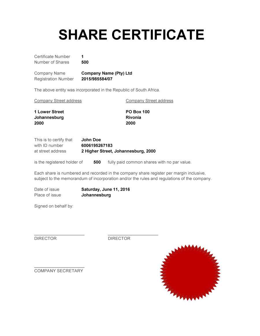 Share Certificate Template Pdf – Calep.midnightpig.co Intended For South African Birth Certificate Template