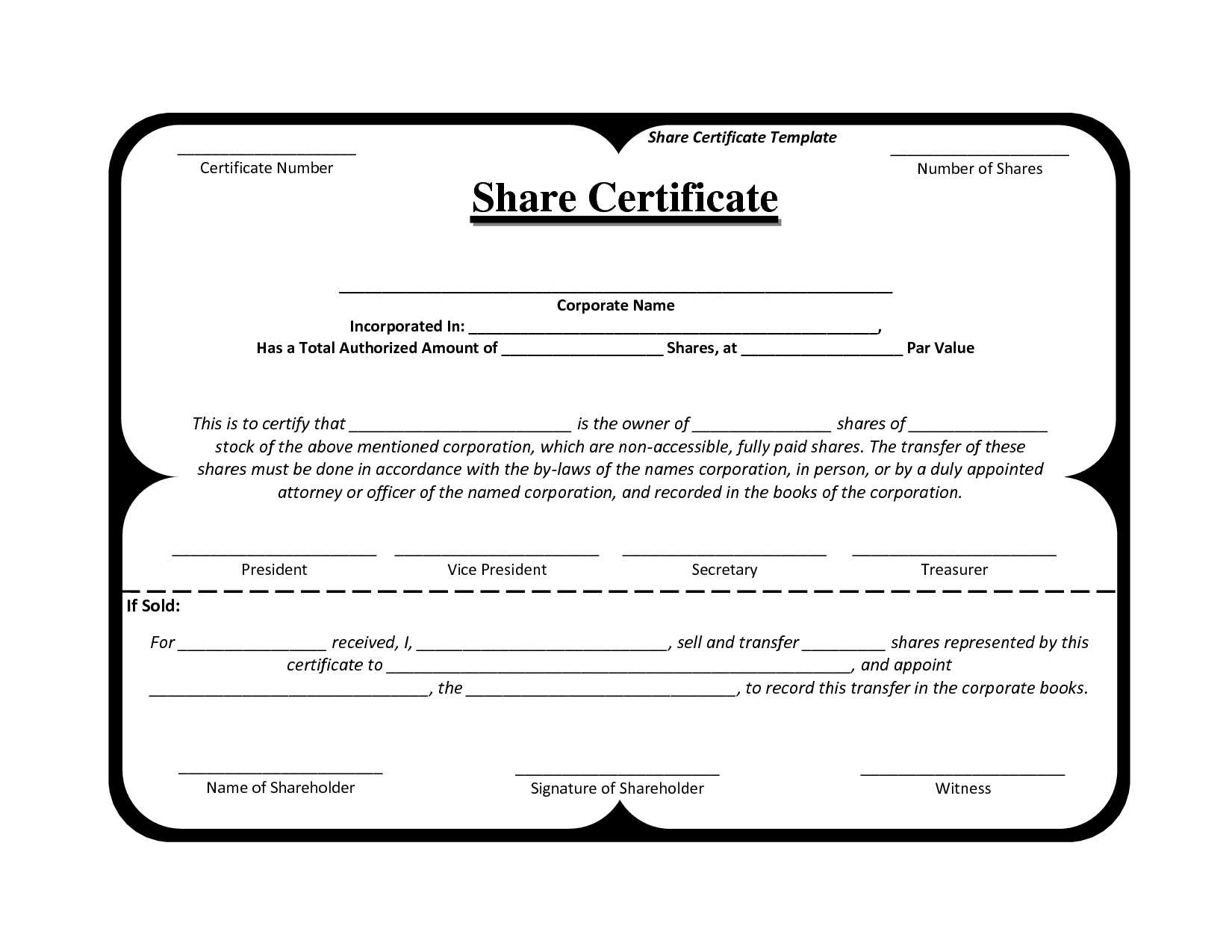 Shareholders Certificate Template Free – Dalep.midnightpig.co Intended For Template Of Share Certificate