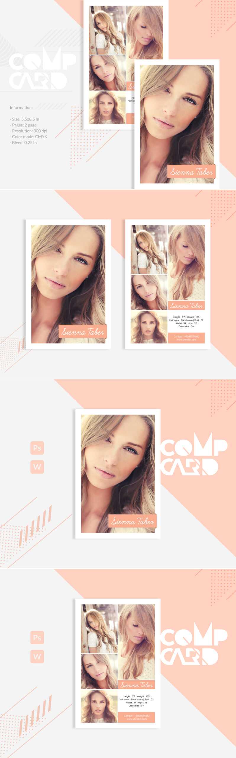 Sienna Taber - Modeling Comp Card Corporate Identity Template Regarding Comp Card Template Download