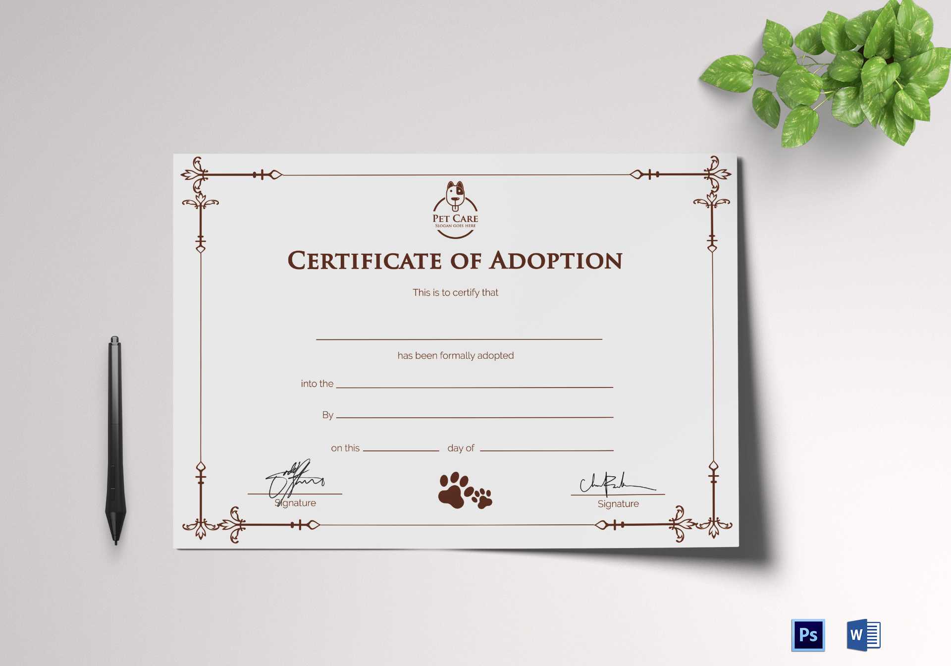 Simple Adoption Certificate Template Within Adoption Certificate Template