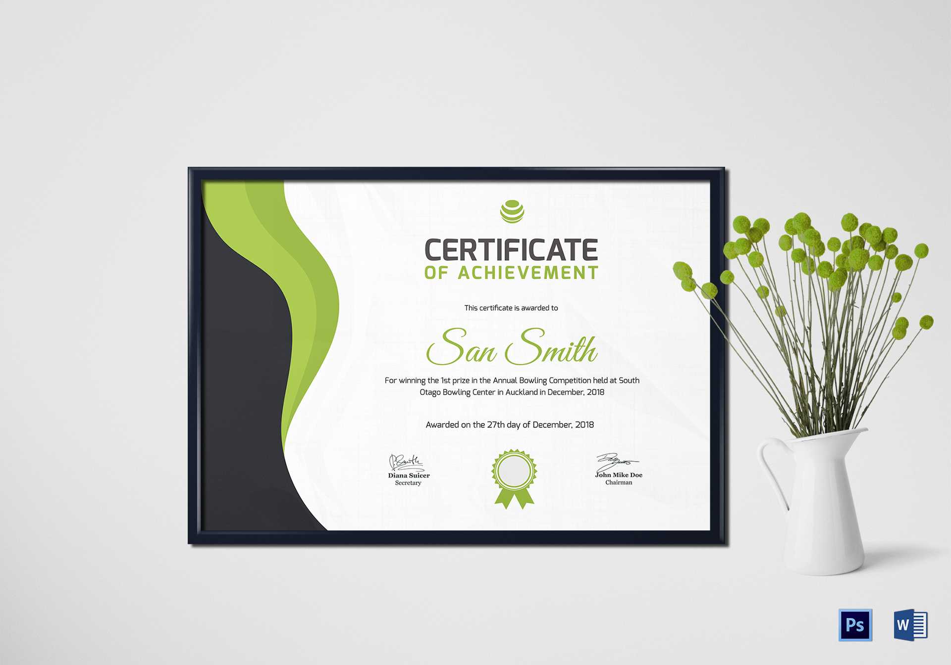 Simple Bowling Award Certificate Template Intended For Award Certificate Design Template