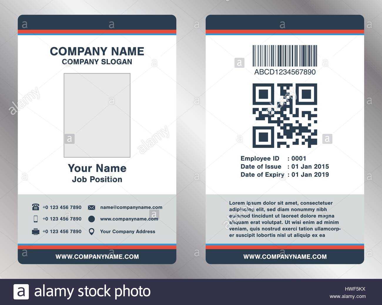 Simple Employee Business Name Card Template Vector Stock In Pvc Card Template