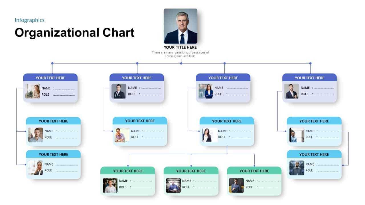 Simple Organizational Chart Template For Powerpoint Presentation In Microsoft Powerpoint Org Chart Template
