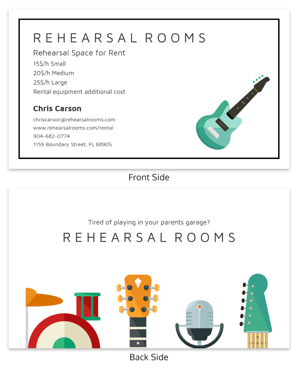 Simple Rehearsal Music Business Card Template Throughout Dog Grooming Record Card Template