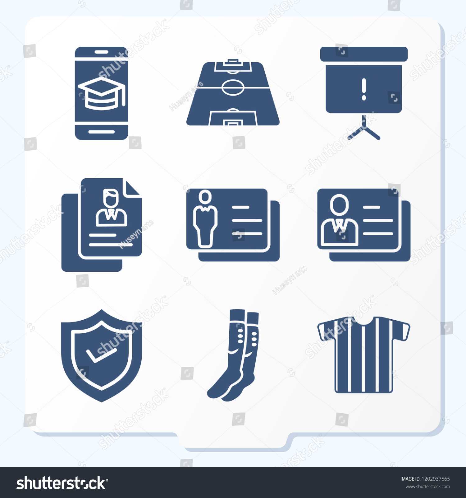 Simple Set 9 Icons Related Template Stock Vector (Royalty Within Shield Id Card Template