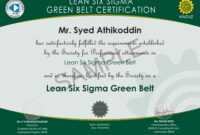 Six Sigma Black Belt Certificate Template Free Design Green with Green Belt Certificate Template