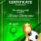 Soccer Certificate Diploma With Golden Cup Vector. Football Regarding Soccer Award Certificate Template