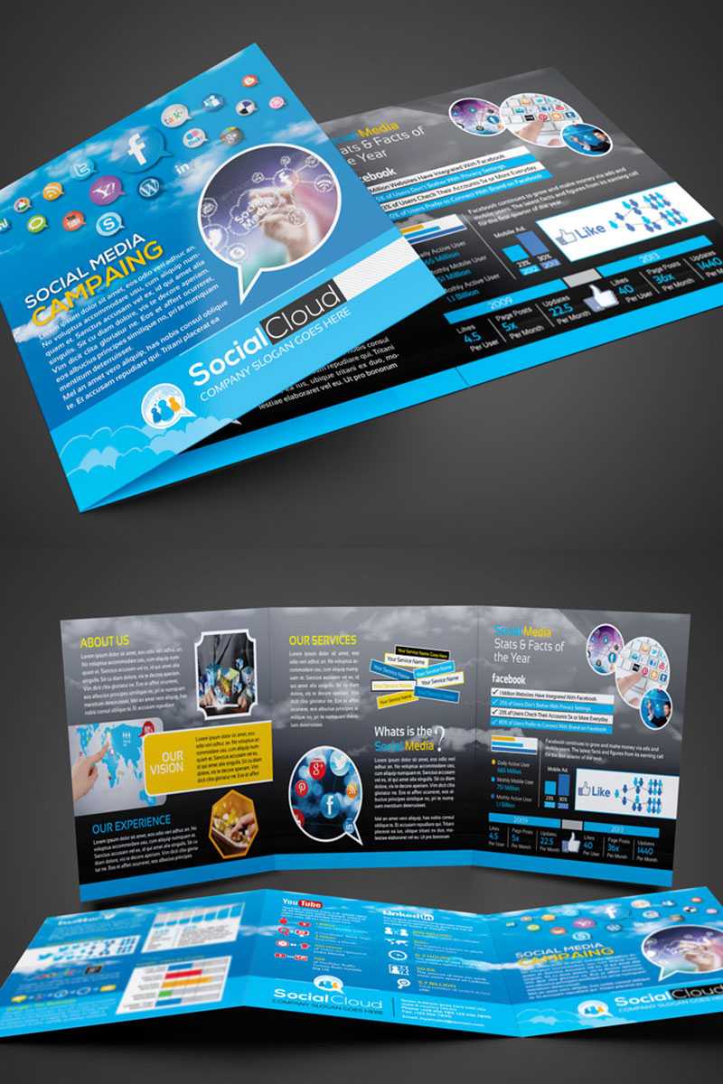 Social Media Tri Fold Brochure Corporate Identity Template Throughout Social Media Brochure Template