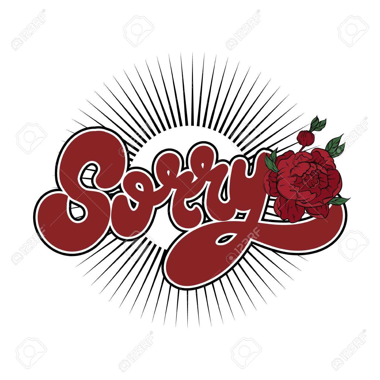 Sorry. Vector Hand Drawn Lettering Isolated. Template For Card,.. With Sorry Card Template