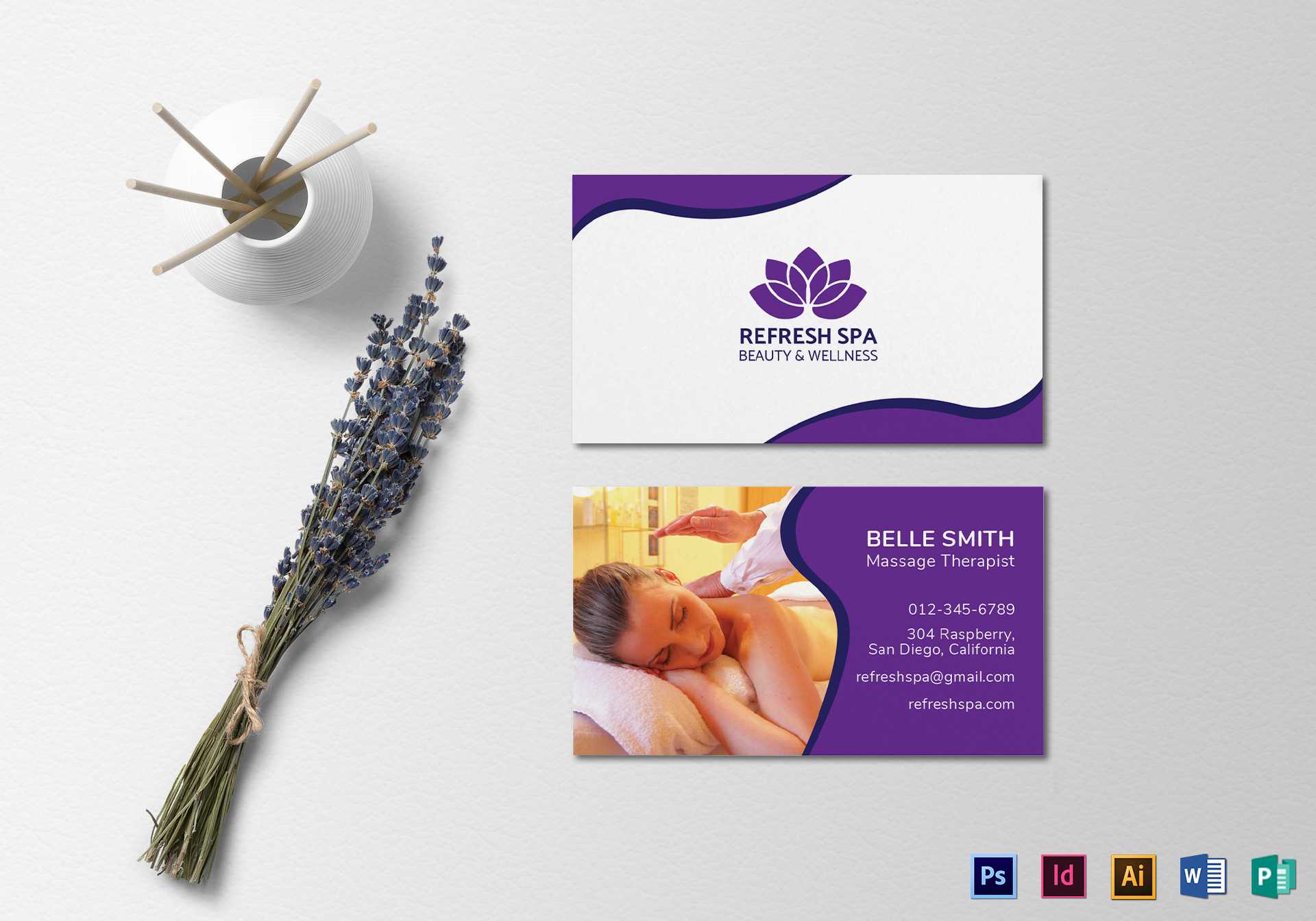 Spa Center Business Card Template For Massage Therapy Business Card Templates