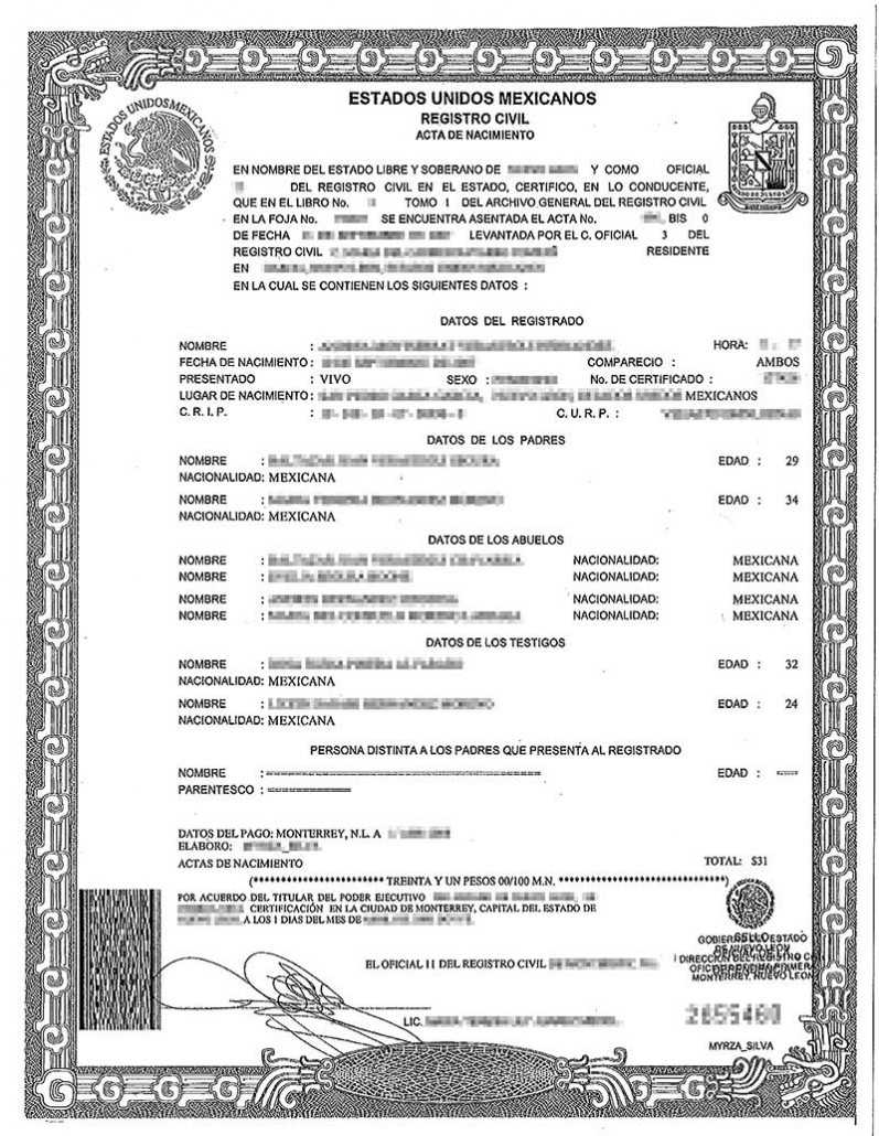 Spanish Birth Certificate Translation | Burg Translations Throughout Mexican Birth Certificate Translation Template