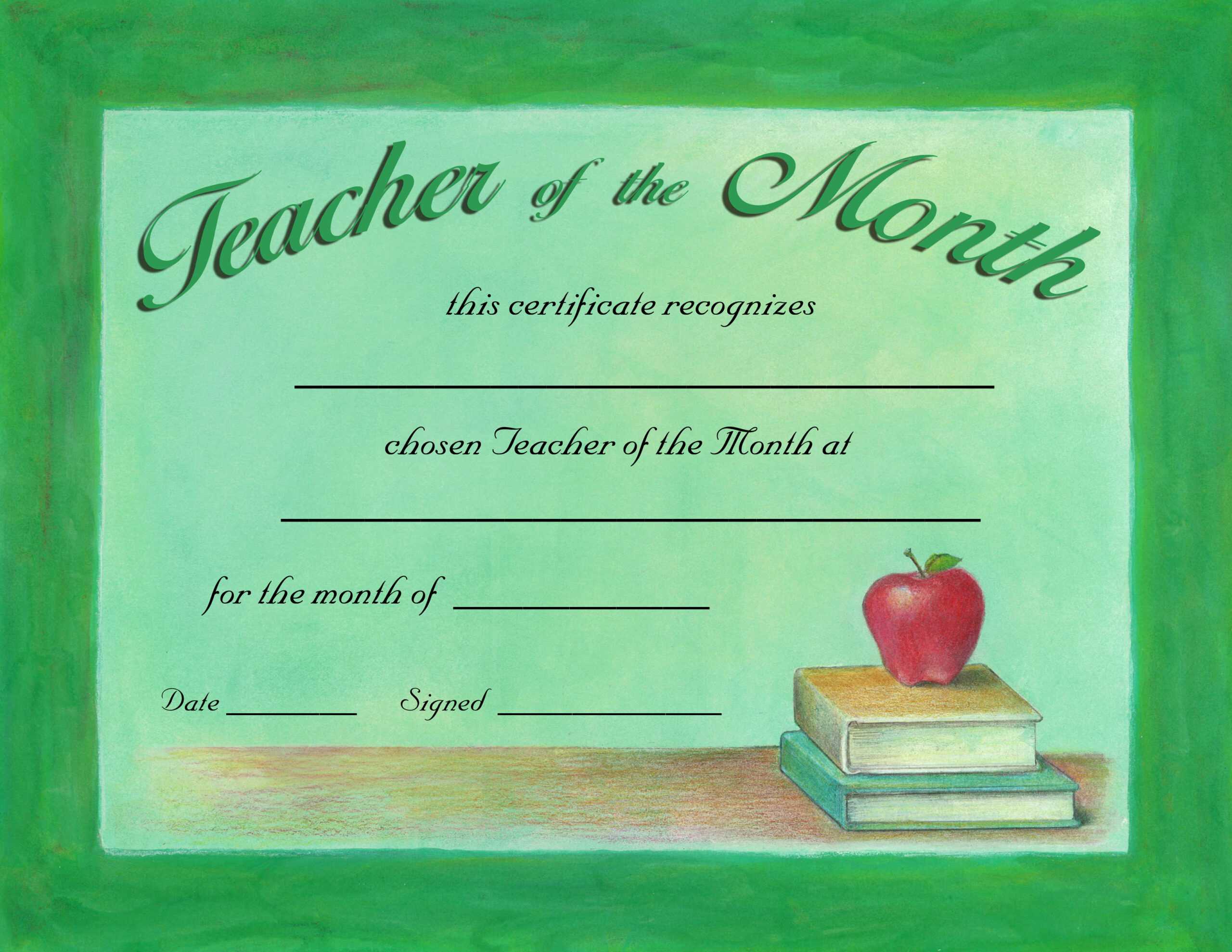 Special Awards Inside Teacher Of The Month Certificate Template