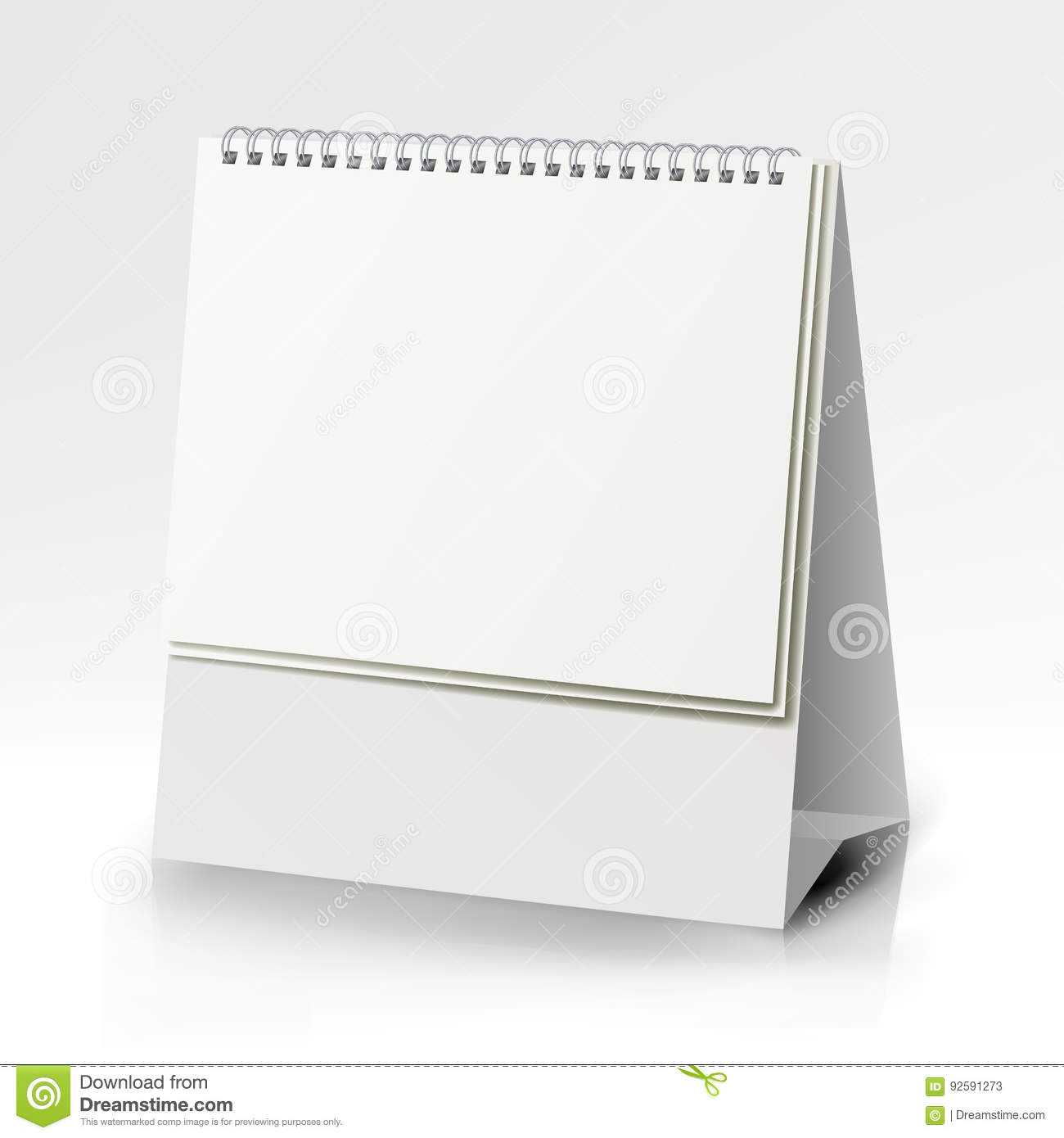 Spiral Calendar Vector. Table Blank Stand Holder For Menu With Card Stand Template