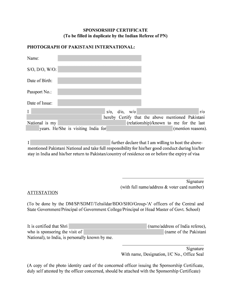 Sponsorship Visa – Fill Online, Printable, Fillable, Blank With Regard To Good Conduct Certificate Template