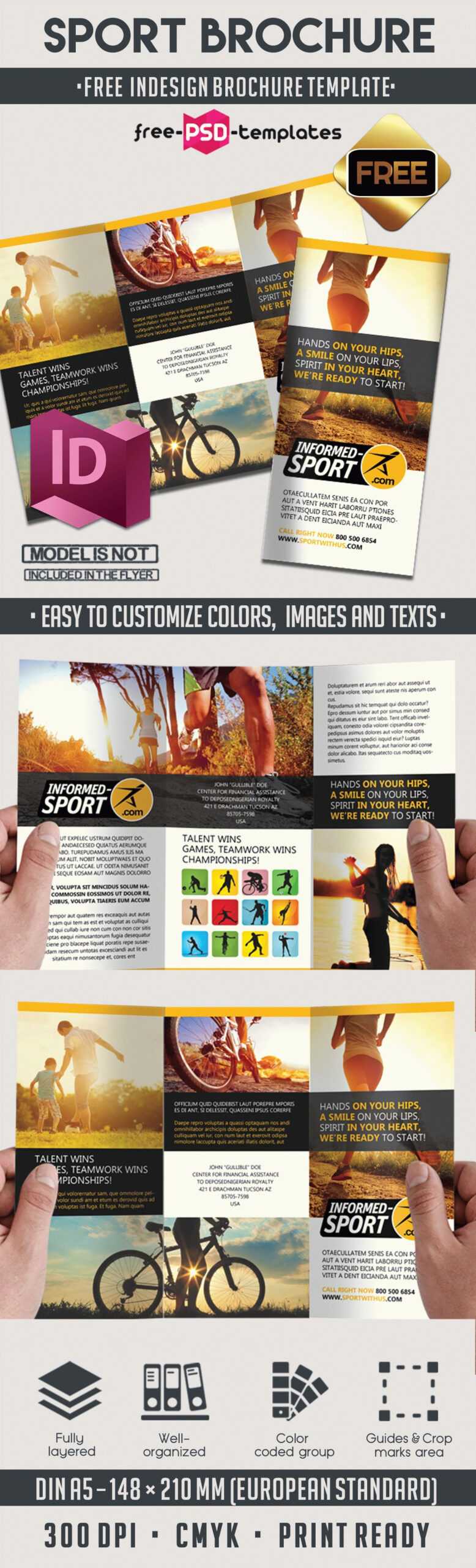 Sport – Free Indd Tri Fold Brochure Template | Free Psd Throughout Brochure Template Indesign Free Download