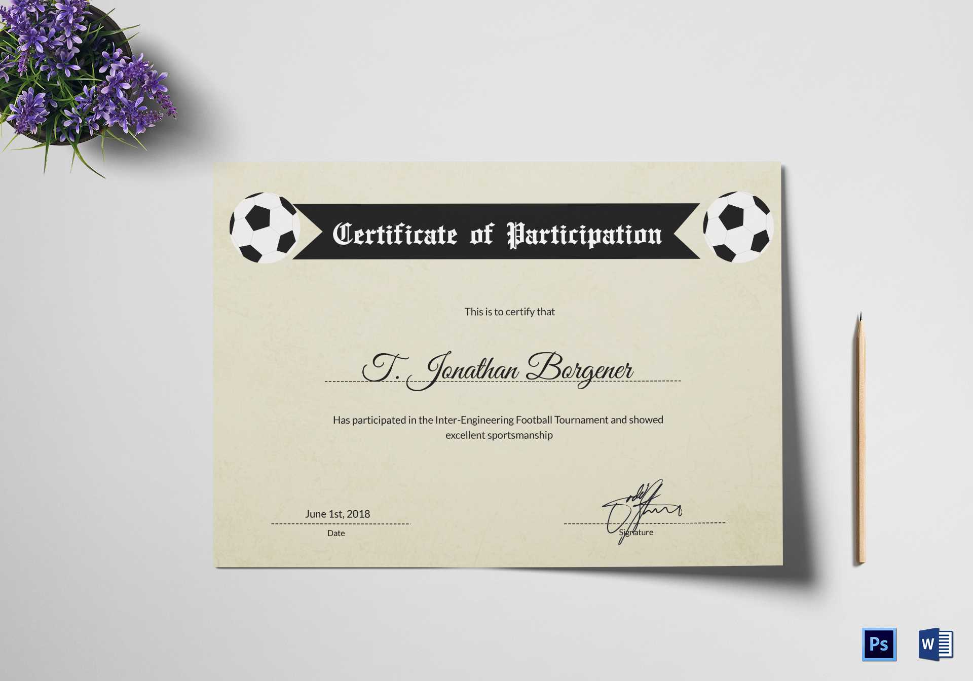 Sports Day Football Certificate Template In Football Certificate Template
