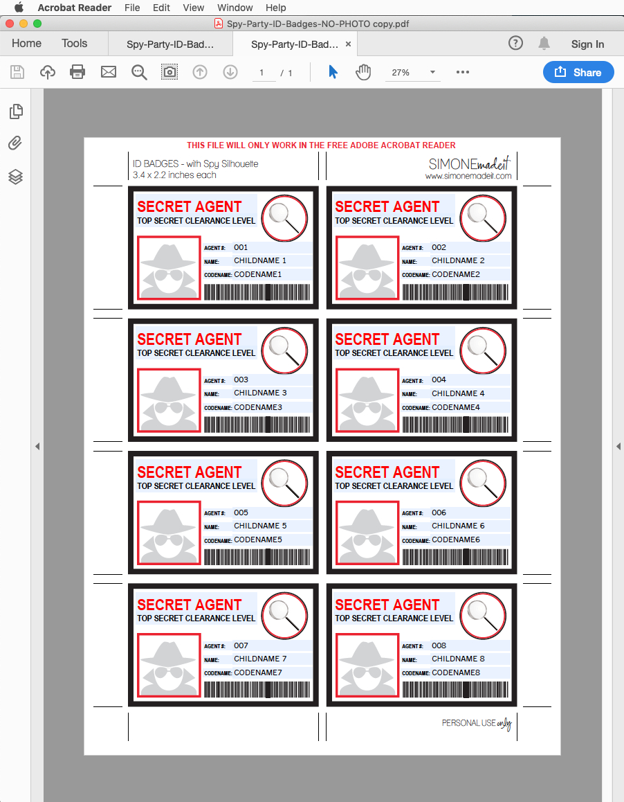 Spy Or Secret Agent Badge Template – Red Throughout Spy Id Card Template