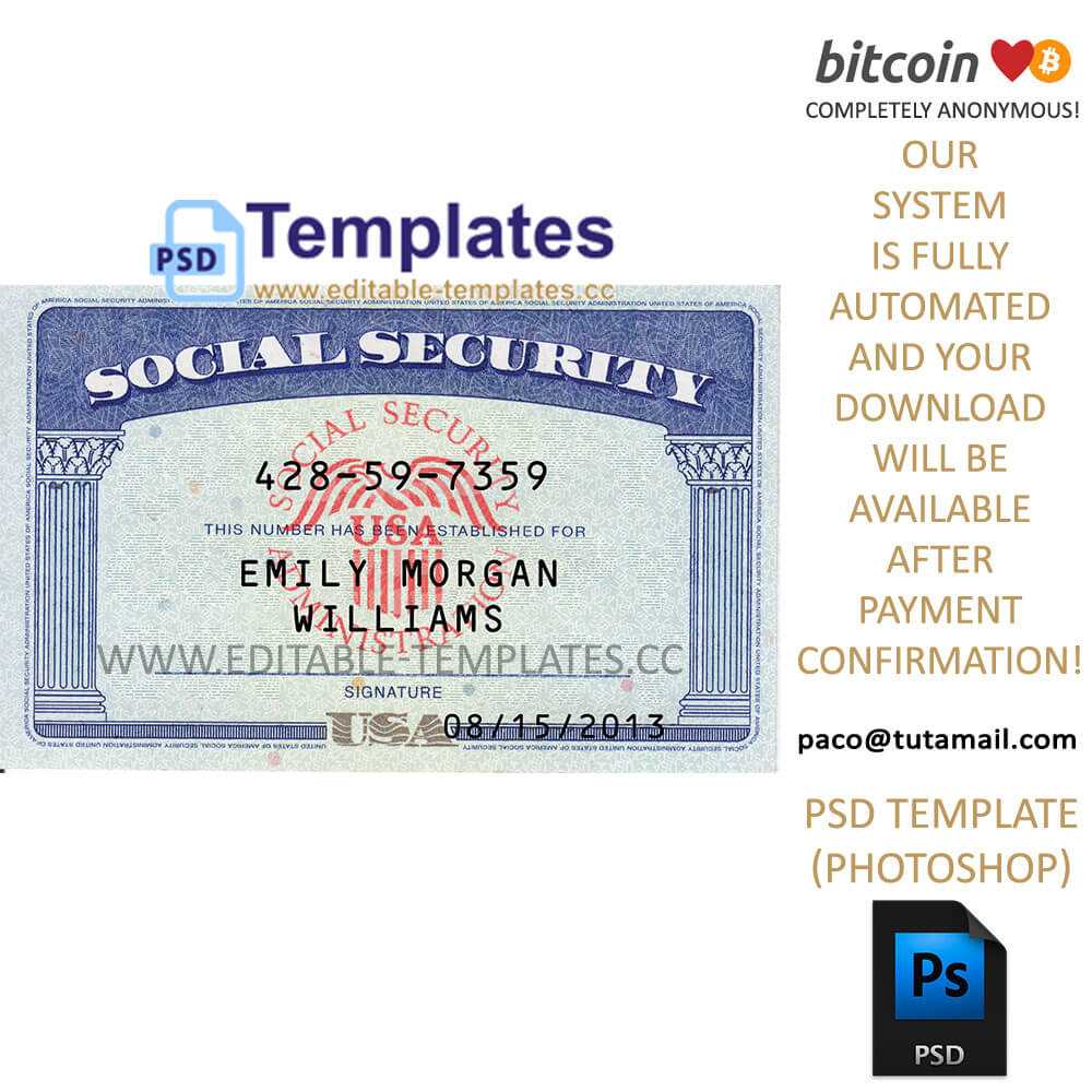 Ssn Usa Social Security Number Template Throughout Social Security Card Template Psd