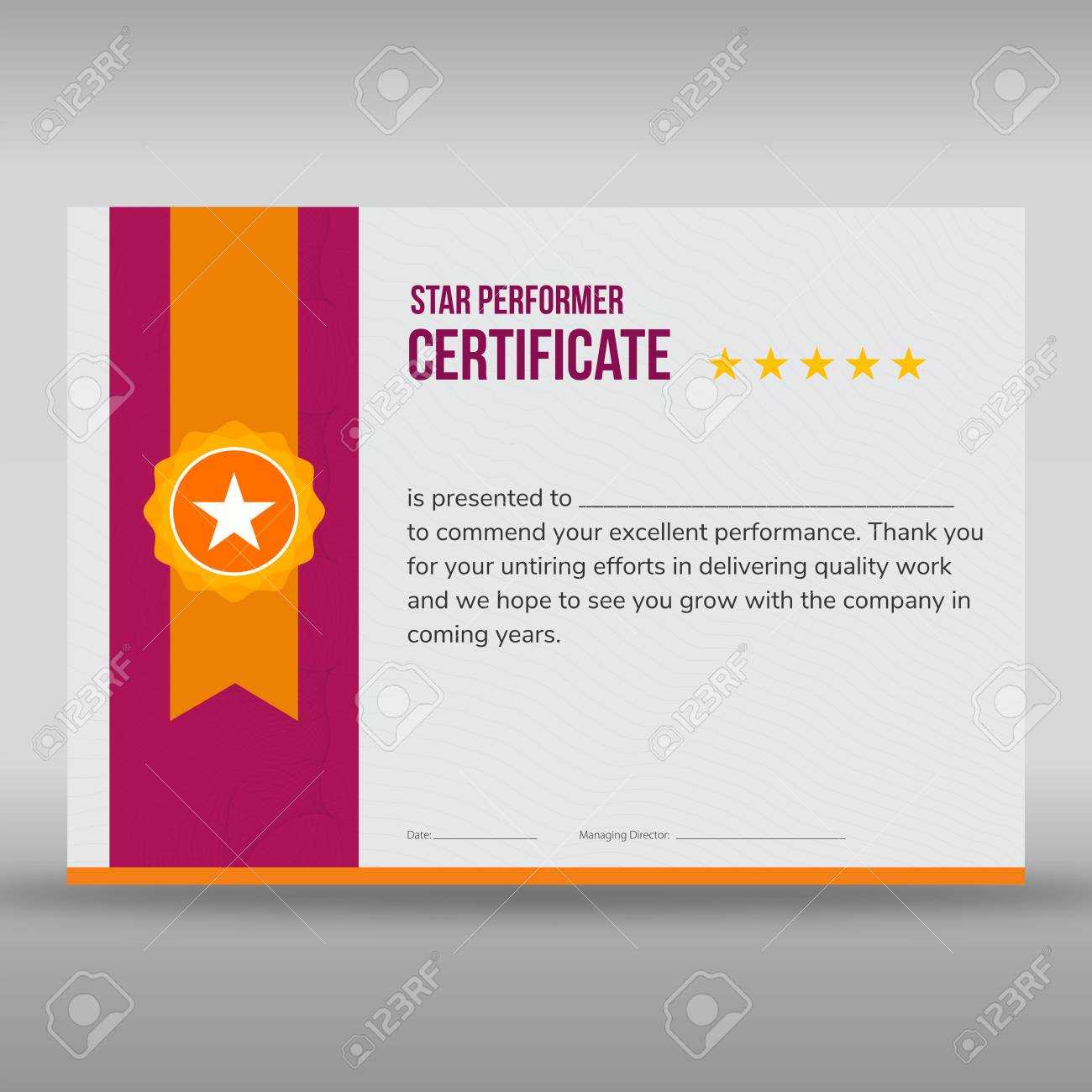Star Performer Certificate Templates – Calep.midnightpig.co With Regard To Star Performer Certificate Templates