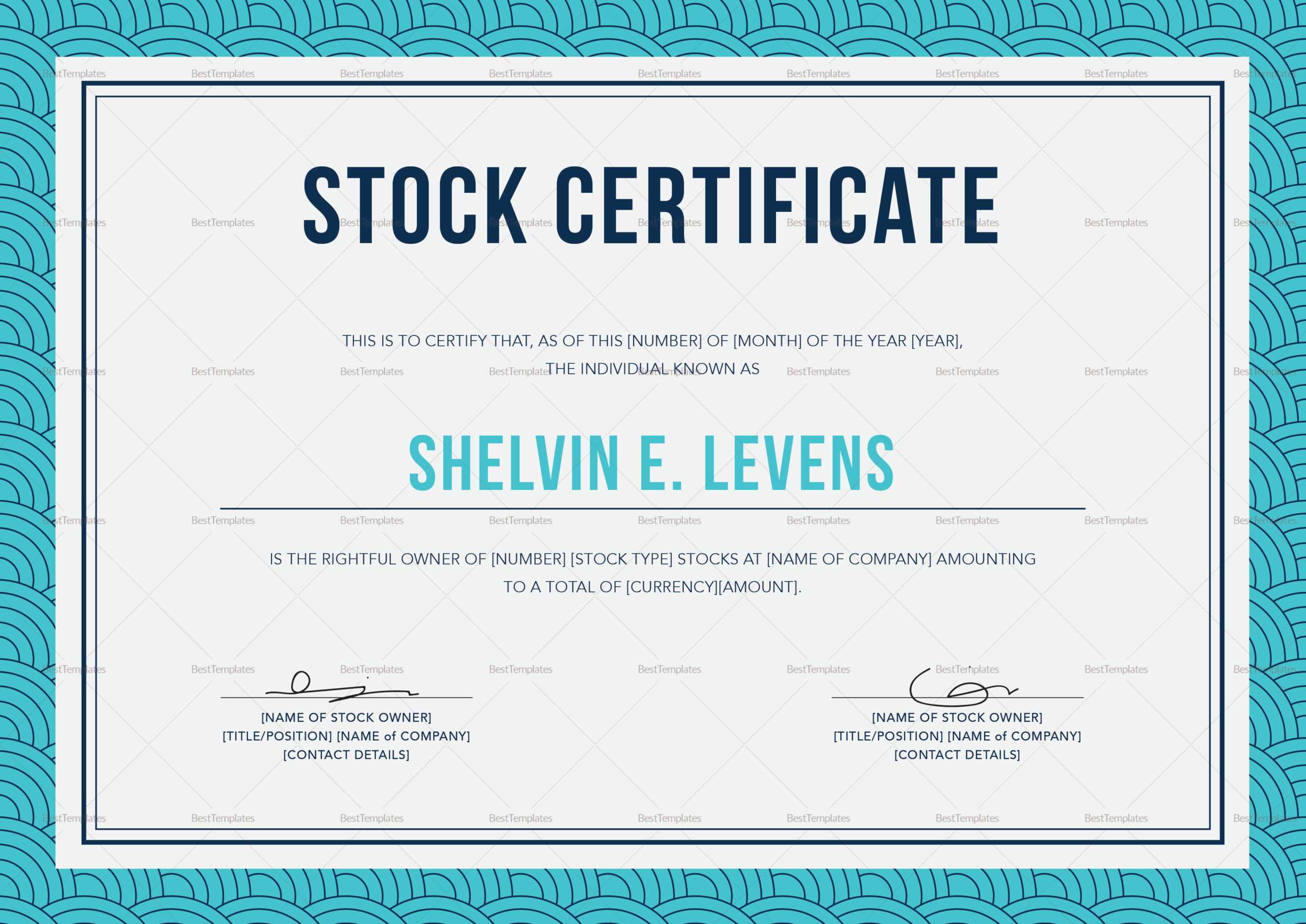 Stock Certificate Template Intended For Ownership Certificate Template